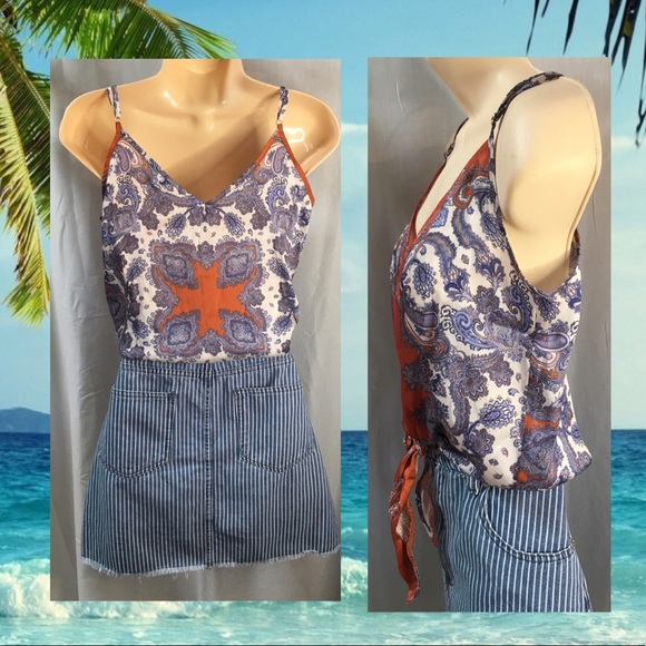 *H&M* cute little scarf paisley print tie up top - Picture 3 of 7